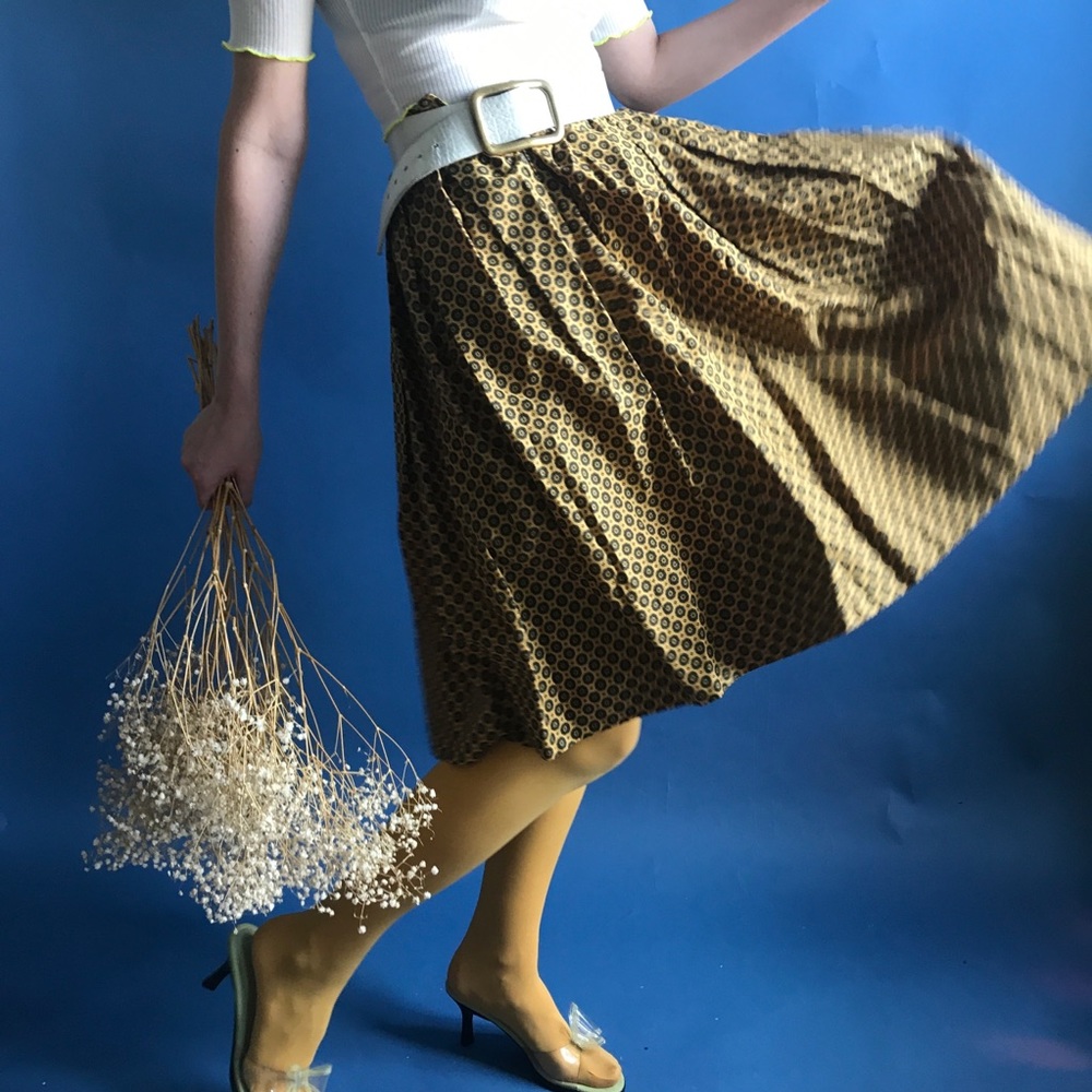 Vintage 1950s Print Cotton print Swing Skirt